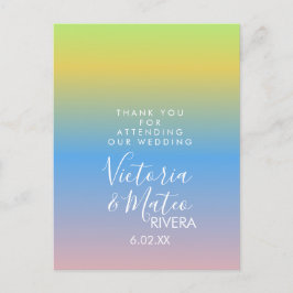 Ombre Regenboog Geel Blauw Roze Trouw Dank U Briefkaart