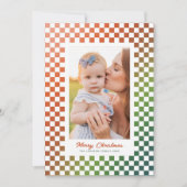 Ombre Retro Dambord Foto Feestdagenkaart (Voorkant)