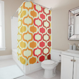 Ombre Retro Ogee in Oranje, Tangerine en Rood Douchegordijn