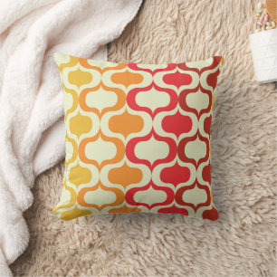 Ombre Retro Ogee in Oranje, Tangerine en Rood  Kussen