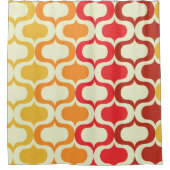 Ombre Retro Ogee in Sinaasappel, mandarijn en rood Douchegordijn (Voorkant)