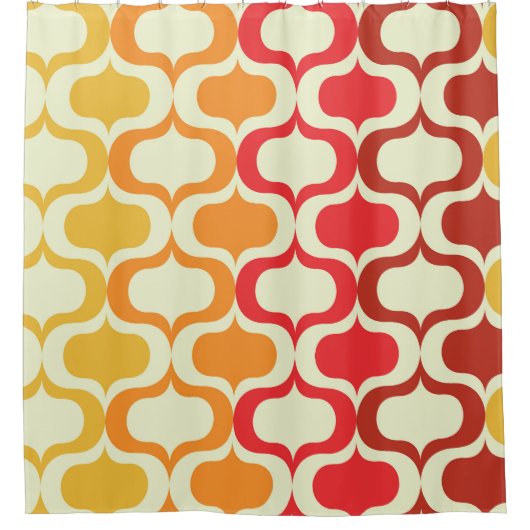 Ombre Retro Ogee in Sinaasappel, mandarijn en rood Douchegordijn (Voorkant)