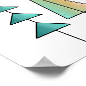 ombre retro roze roze blauwe geometrische kerstboo poster (Hoek)