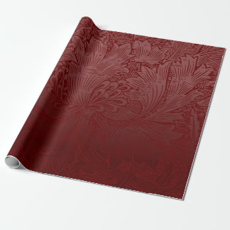Ombré Rich Red Classic William Morris Floral Cadeaupapier