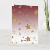 Ombre Rood Goud Glitter Sterren Kerst Kaart (Achterkant)