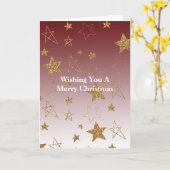 Ombre Rood Goud Glitter Sterren Kerst Kaart (Gele Bloem)