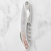 Ombre Roos Gold Stijlvolle Monogram Glitter Kurkentrekker (Achterkant)