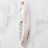 Ombre Roos Gold Stijlvolle Monogram Glitter Kurkentrekker (Voorkant)