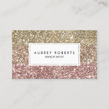 Ombre Roos Pink Gold Glitter Girly Visitekaartjes
