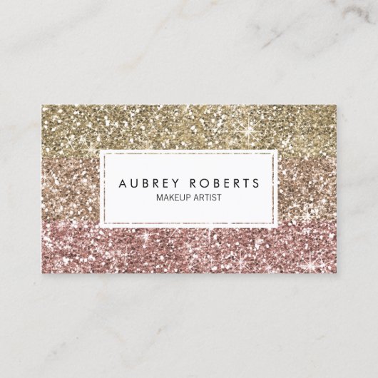 Ombre Roos Pink Gold Glitter Girly Visitekaartjes (Voorkant)
