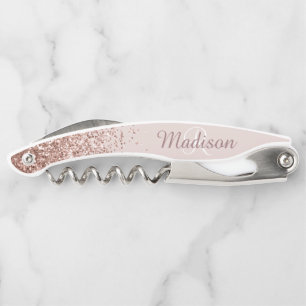 Ombre Rose Goud Stijlvolle Monogram Glitters Kurkentrekker