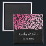 ombre roze en Black Swirling Border Wedding Magneet<br><div class="desc">Ombre roze en Black Swirling Border Wedding Design</div>