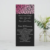 ombre roze en Black Swirling Border Wedding Programmakaart (Staand voorkant)