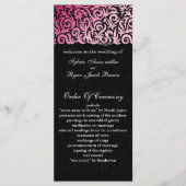 ombre roze en Black Swirling Border Wedding Programmakaart (Voorkant)