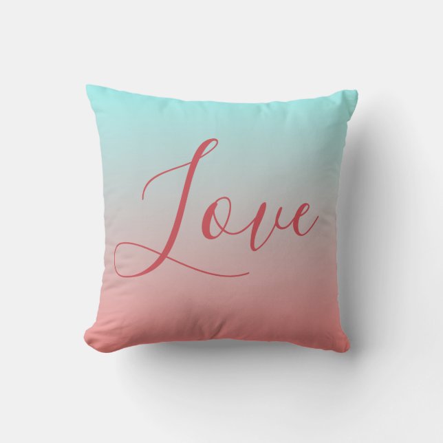 Ombre Roze en Blauw Romantische Liefde Kussen (Voorkant)