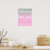 Ombre Roze en Silver Baby shower Welkome Poster (Keuken)