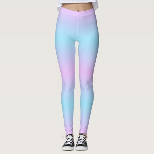 Ombré Roze en Turquoise Gradient Leggings (Voorkant)