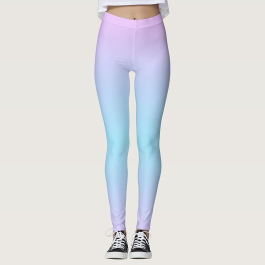 Ombré Roze en Turquoise Gradiënt Leggings (Voorkant)