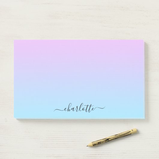 Ombré Roze en Turquoise Gradient Post-it® Notes (Op bureau)