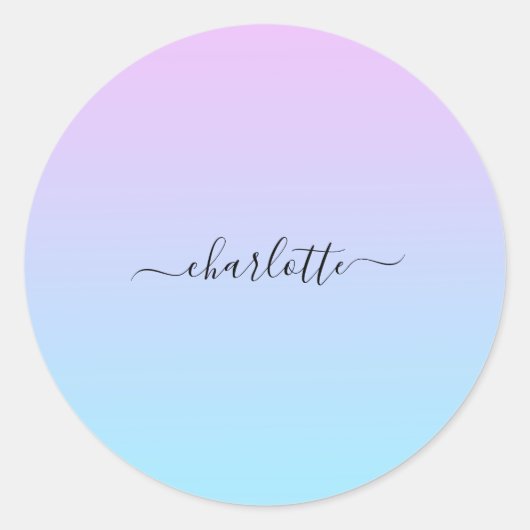 Ombré Roze en Turquoise Gradient Ronde Sticker (Voorkant)