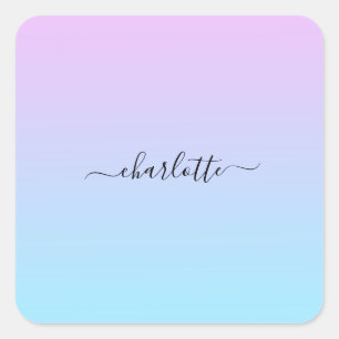 Ombré Roze en Turquoise Gradient Vierkante Sticker