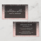 Ombre roze en zwarte glitter moderne grafische lux visitekaartje (Voorkant / Achterkant)