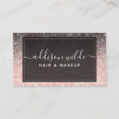 Ombre roze en zwarte glitter moderne grafische lux visitekaartje (Voorkant)