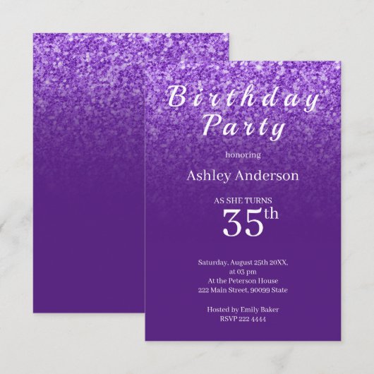 Ombre Roze Glitter Verjaardag Kaart (Voorkant / Achterkant)