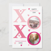 Ombre roze HOHO Galentines Day twee foto's Feestdagenkaart (Voorkant)