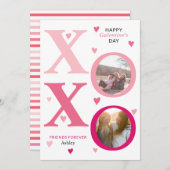 Ombre roze HOHO Galentines Day twee foto's Feestdagenkaart (Voorkant / Achterkant)