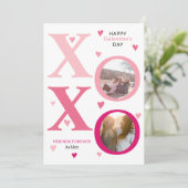 Ombre roze HOHO Galentines Day twee foto's Feestdagenkaart (Staand voorkant)