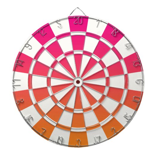 Ombre roze Oranje en wit Dartbord (Voorkant)