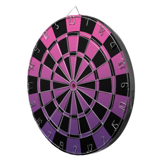 Ombre roze Paars en zwart Dartbord (Voorkant Rechts)