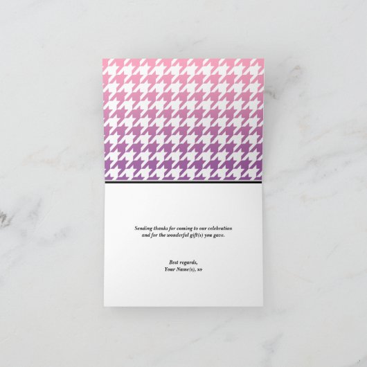 Ombre Roze Paarse Houndstooth Dank u kaarten (Binnen)