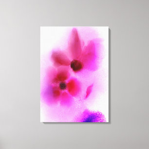 Ombre Roze Paarse Twin Flowers Painting Canvas Afdruk