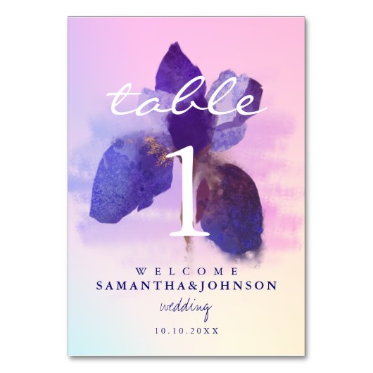 Ombre Roze Paarse Waterverf Iris Bloemachtige Brui Kaart (Voorkant)