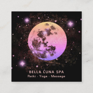 *~* Ombre Roze Peach Moon Stars Vierkante Visitekaartje