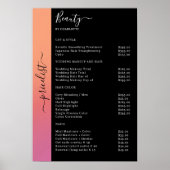 Ombre, Roze, Sinaasappel & Zwart Pricelist Salon P Poster (Voorkant)