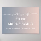 Ombre Roze Voorbehouden Bruidsgezin Huwelijksbord Poster (Voorkant)