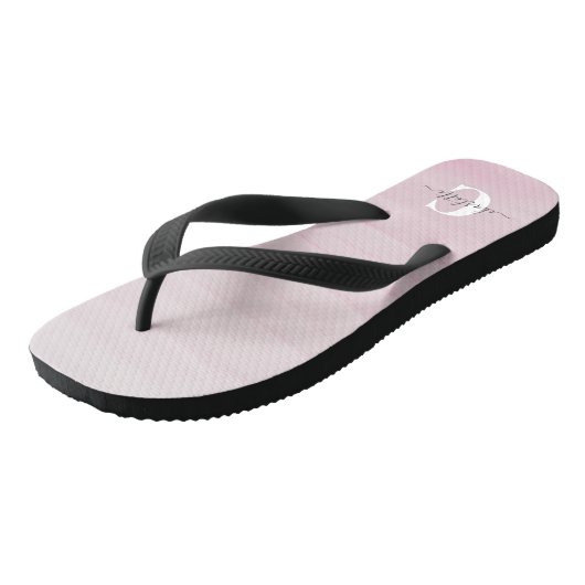 Ombre Roze Waterverf Aangepaste Monogramnaam Teenslippers (Schuin)