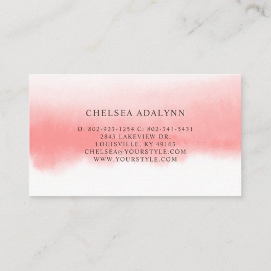 Ombre Roze Waterverf Minimalistische Afspraakkaart Afsprakenkaartje (Achterkant)