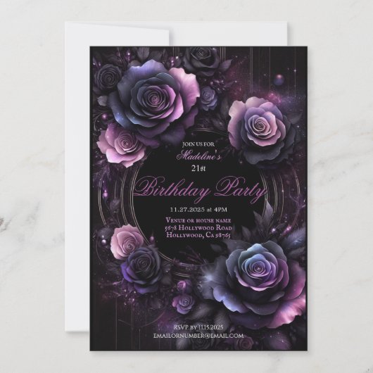 Ombré Rozen Verjaardagsfeestje Uitnodiging, Elegan Kaart (Voorkant)