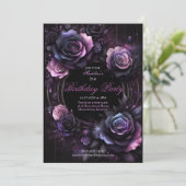 Ombré Rozen Verjaardagsfeestje Uitnodiging, Elegan Kaart (Staand voorkant)