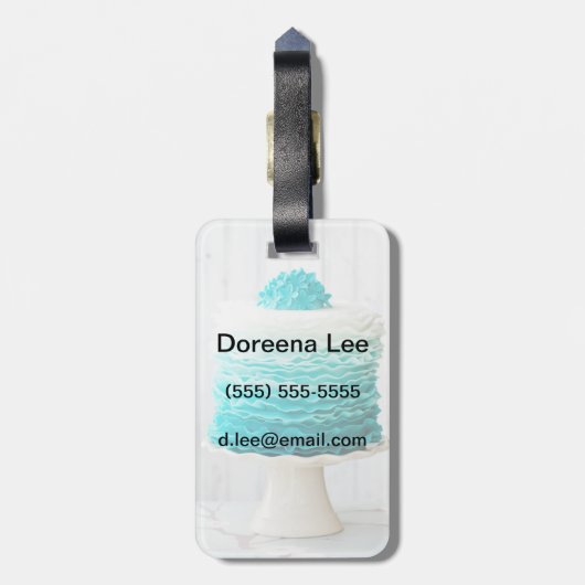 Ombre ruffle cake bagagelabel (Achterkant verticaal)