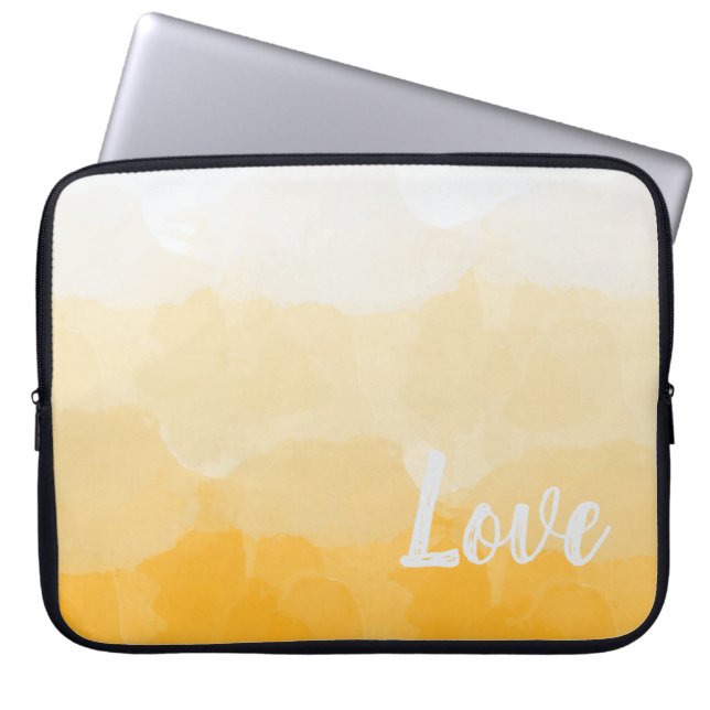 Ombre Saffron and Sunlight Yellow Love Gradient Laptop Sleeve (Voorkant)