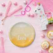 Ombre Saffron and Sunlight Yellow Love Gradient Papieren Bordje (Feest)
