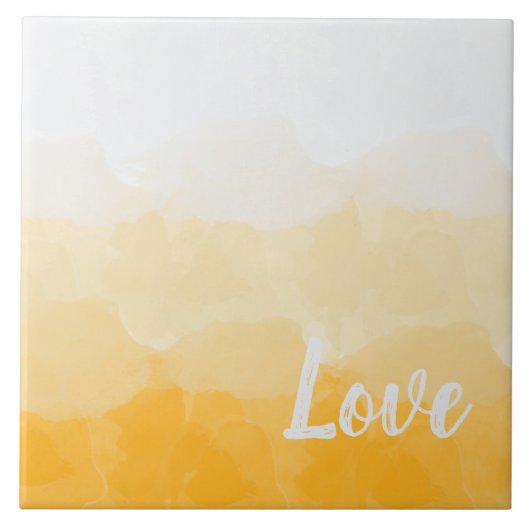 Ombre Saffron and Sunlight Yellow Love Gradient Tegeltje (Voorkant)