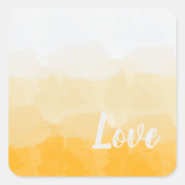 Ombre Saffron and Sunlight Yellow Love Gradient Vierkante Sticker