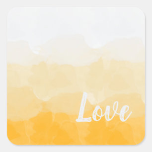 Ombre Saffron and Sunlight Yellow Love Gradient Vierkante Sticker