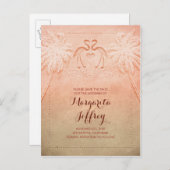 Ombre schattig flamingo strand opslaan de datum br aankondigingskaart (Voorkant / Achterkant)